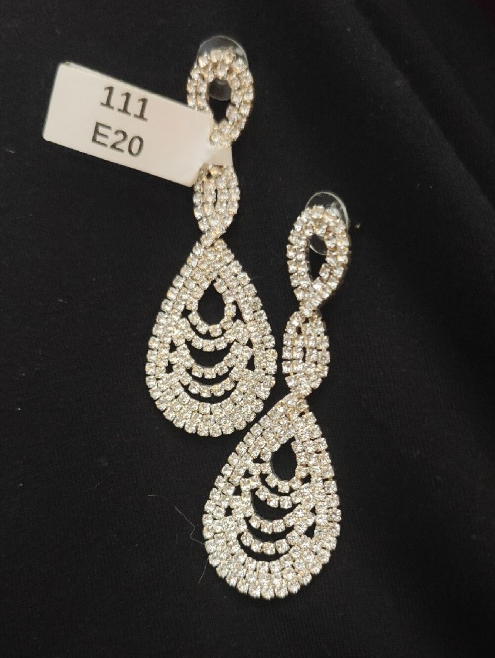 Elegant Silver Crystal Teardrop Dangle Earrings - Women Jewelry